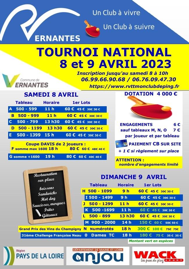 48e Tournoi national - Tennis de table - Vernantes