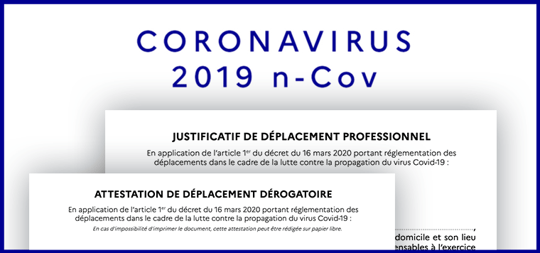 Attestation de déplacement dérogatoire et justificatif de déplacement professionnel