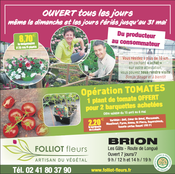 BONS PLANS : OPÉRATION TOMATES CHEZ FOLLIOT FLEURS À BRION (49)